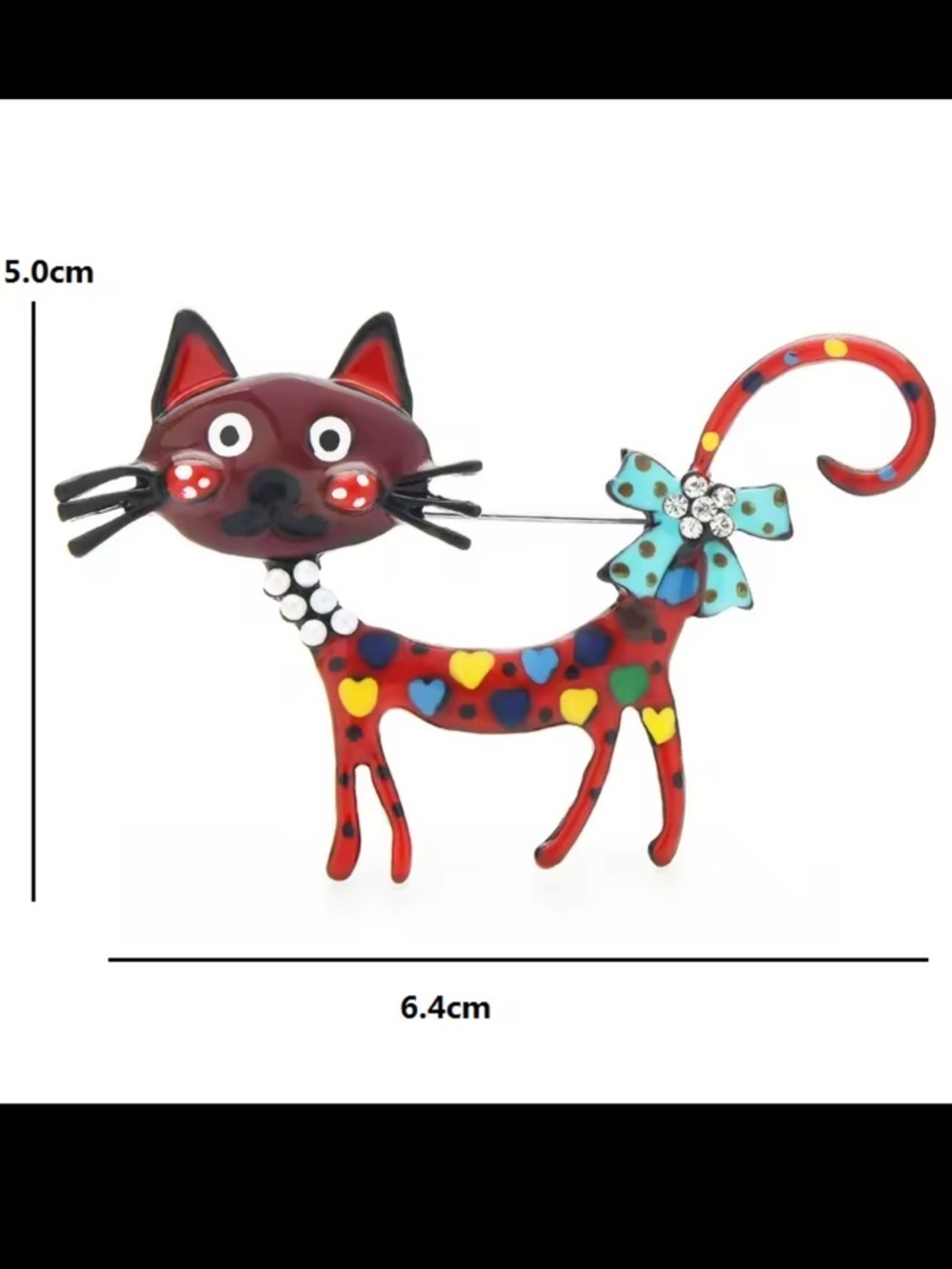 Whimsical Artistic Blue Cat Brooch - Picture 7 of 8